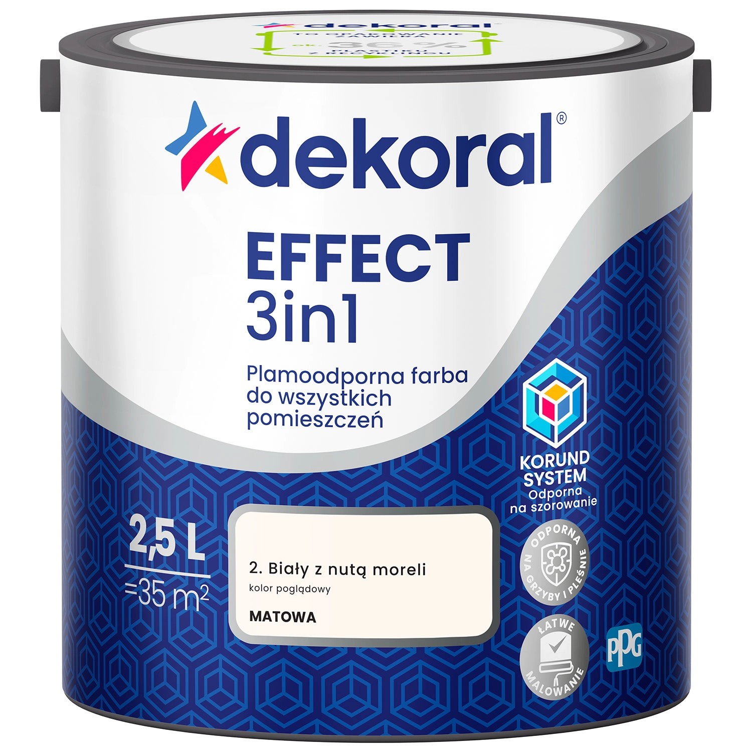 Farba Dekoral Effect 3w1 biały z nutą moreli 2,5l