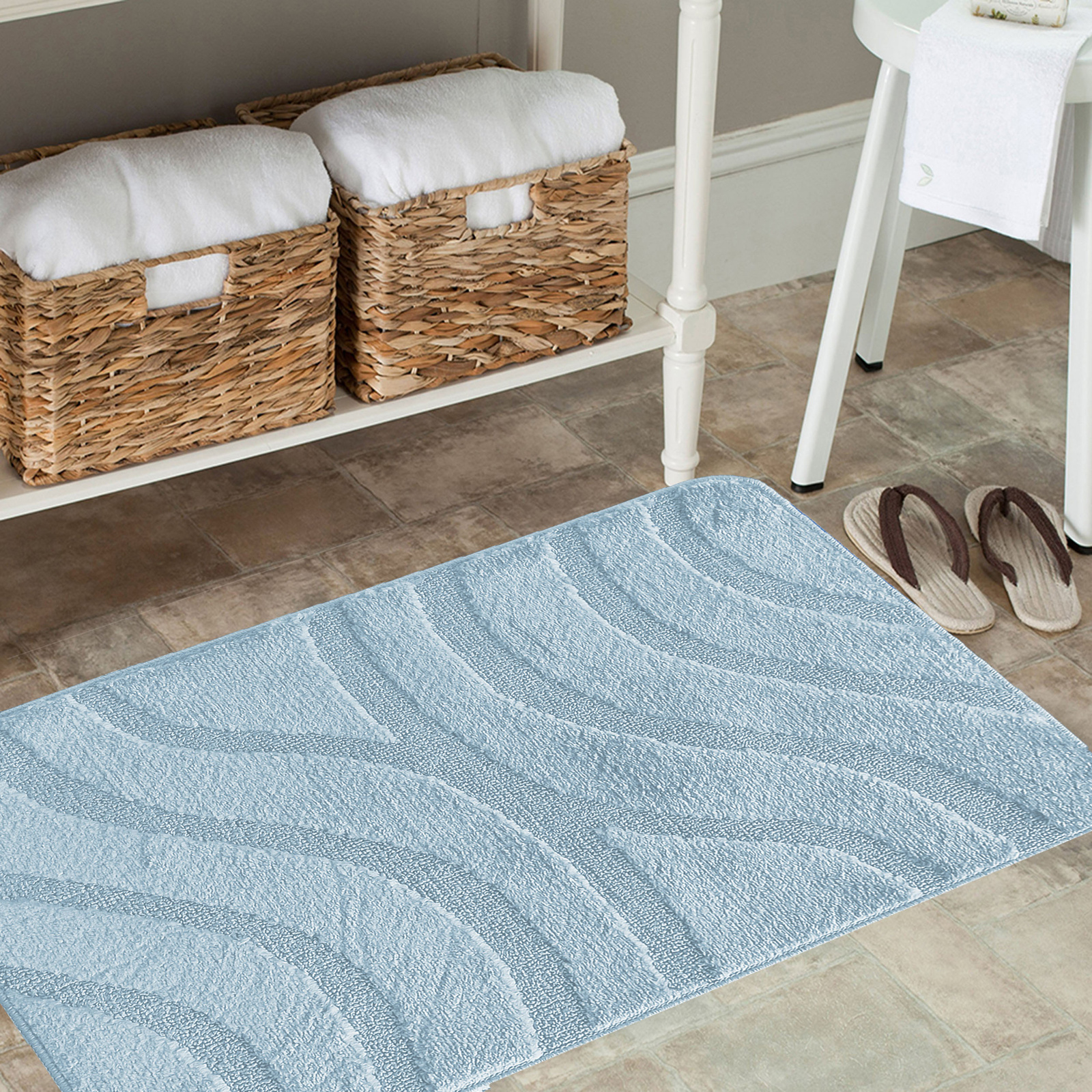 Komplet łazienkowy z wycięciem pod toaletę Montenegro Fale - baby blue