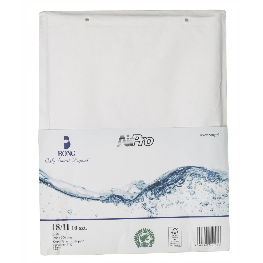 Koperta bąbelkowa Bong AirPro, H18, 290x370mm, 10 sztuk, biały