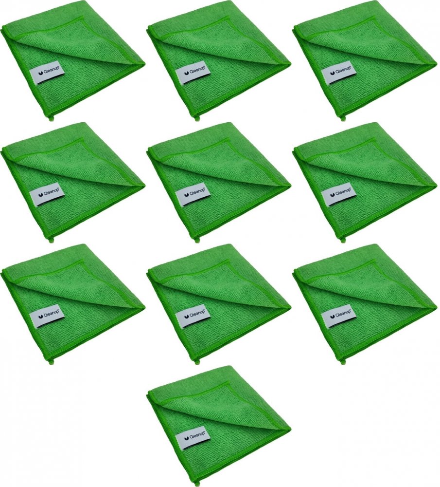 10x Ściereczka z mikrofibry Qleanup, 30x30cm, 250g, 10 sztuk, zielony