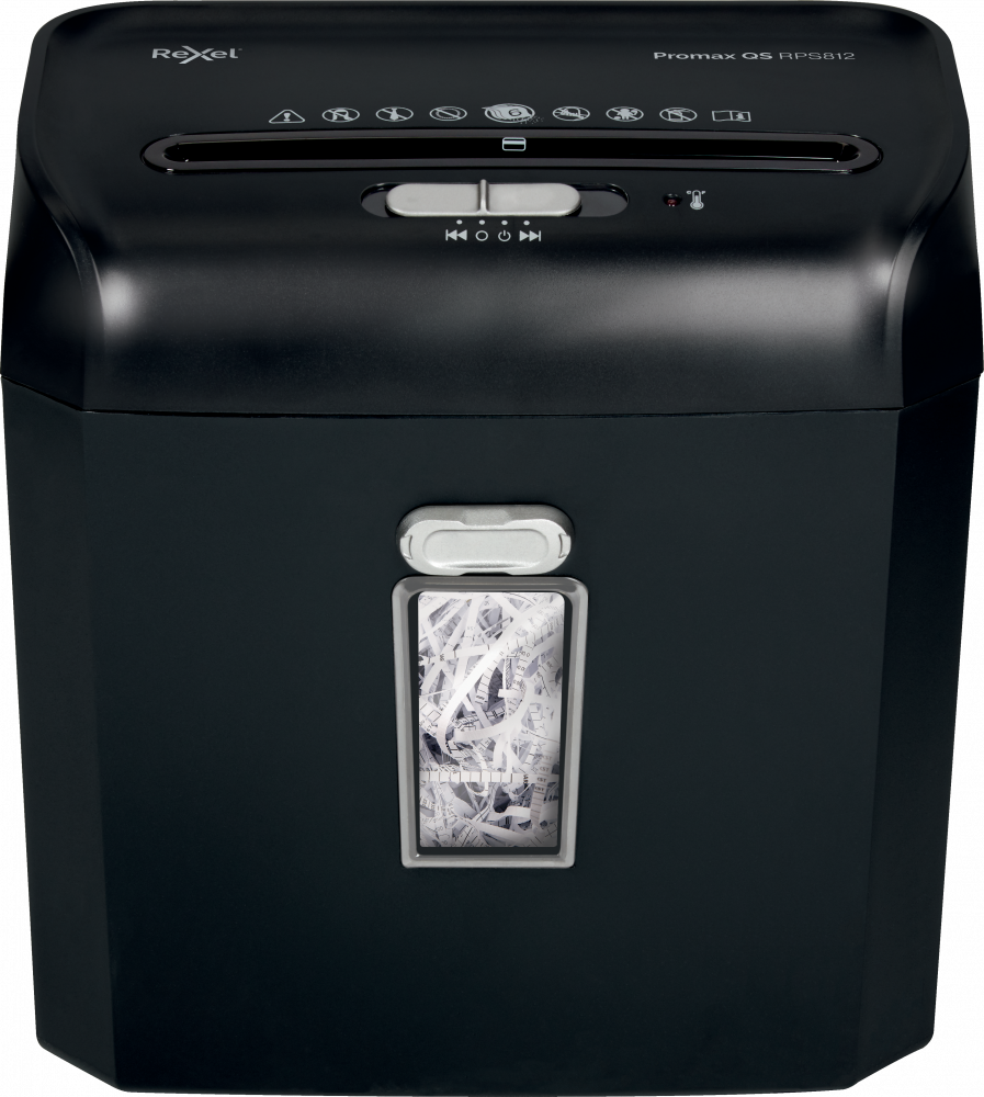 Niszczarka Rexel ProMax QS RPS812, pasek 6mm, 8 kartek, P-2 DIN, czarny