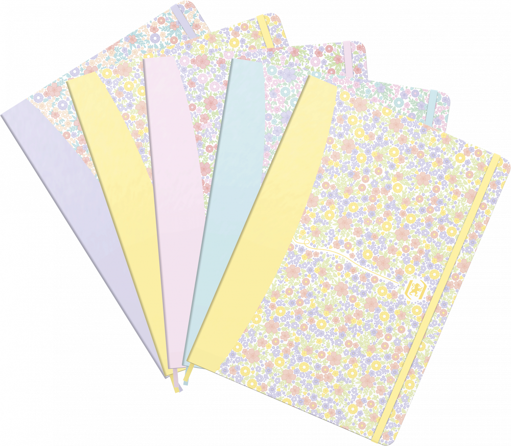 5x Notatnik w linie Oxford Floral, A5, twarda oprawa, 80 kartek, mix wzorów