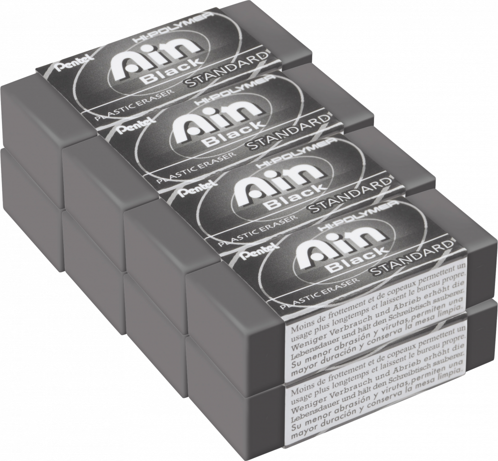 8x Gumka ołówkowa Pentel Hi-Polymer ZEAH06, 43.4x17.4x11.8mm, czarny