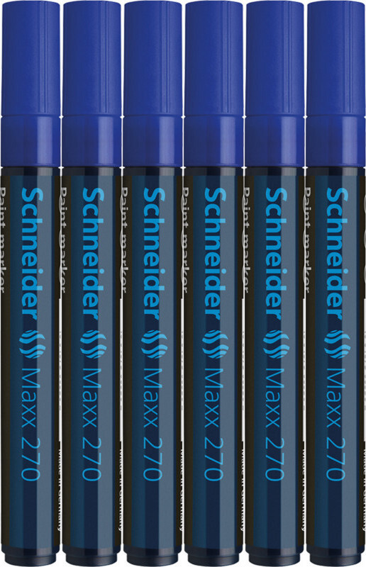 6x Marker olejowy Schneider, Maxx 270, okrągła, 1-3 mm, niebieski