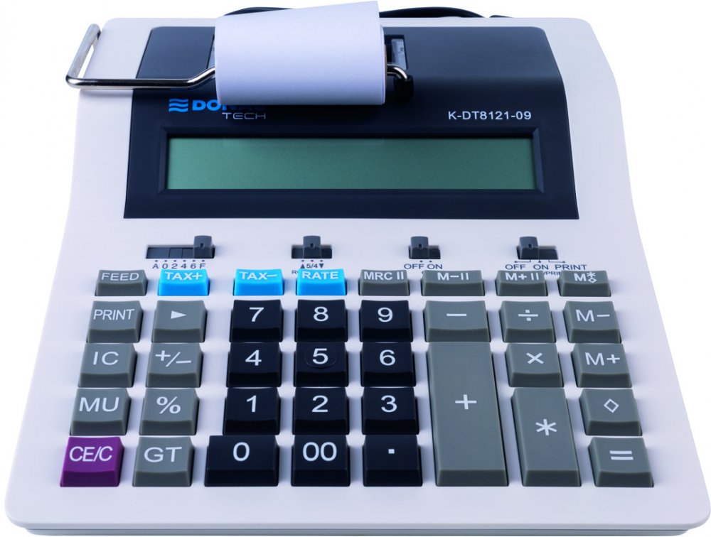 Kalkulator z drukarką Donau Tech, 12-cyfr, biały