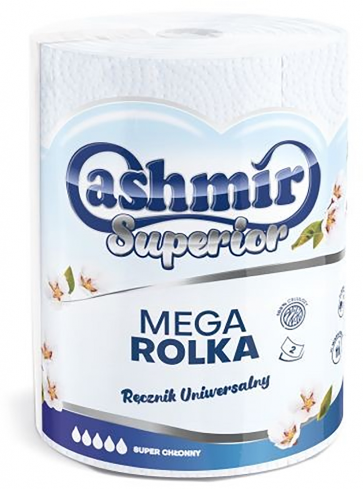 Ręcznik papierowy Cashmir Mega, 2-warstwowy, w roli, 1 rolki , biały