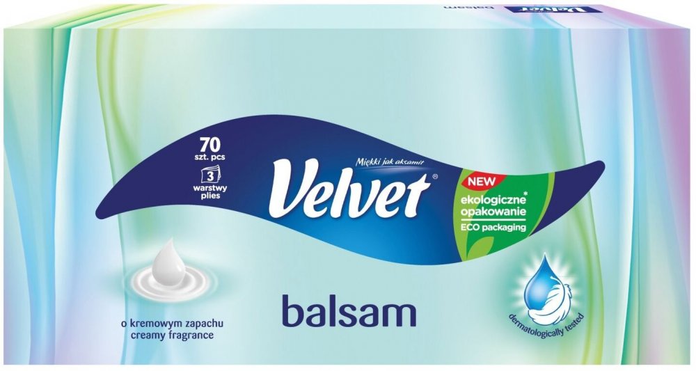 Chusteczki higieniczne Velvet Balsam Zapach, w kartoniku, 70 sztuk