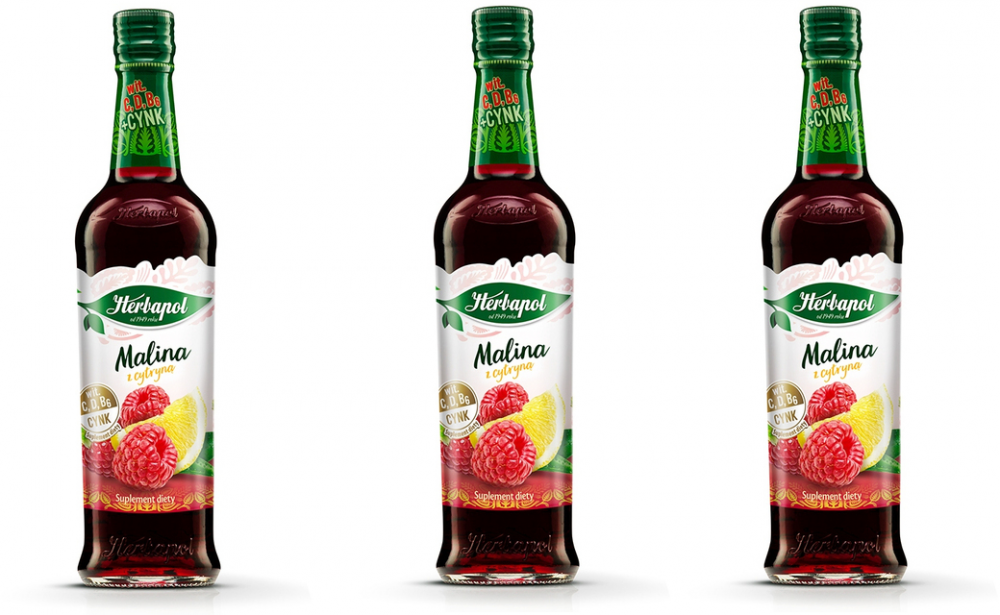 3x syrop Herbapol Owocowa Spiżarnia, malina z cytryną, 420ml