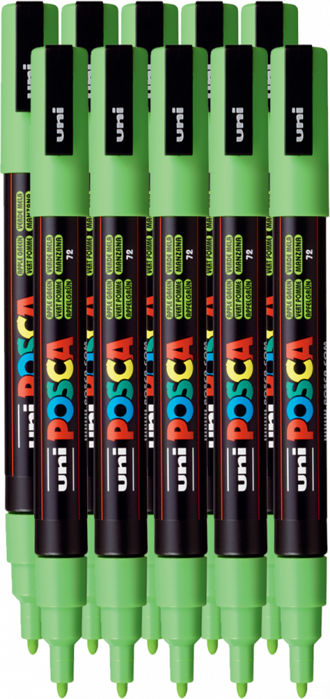 10x Marker z farbą plakatową Posca PC-3M, okrągła, zielony jasny