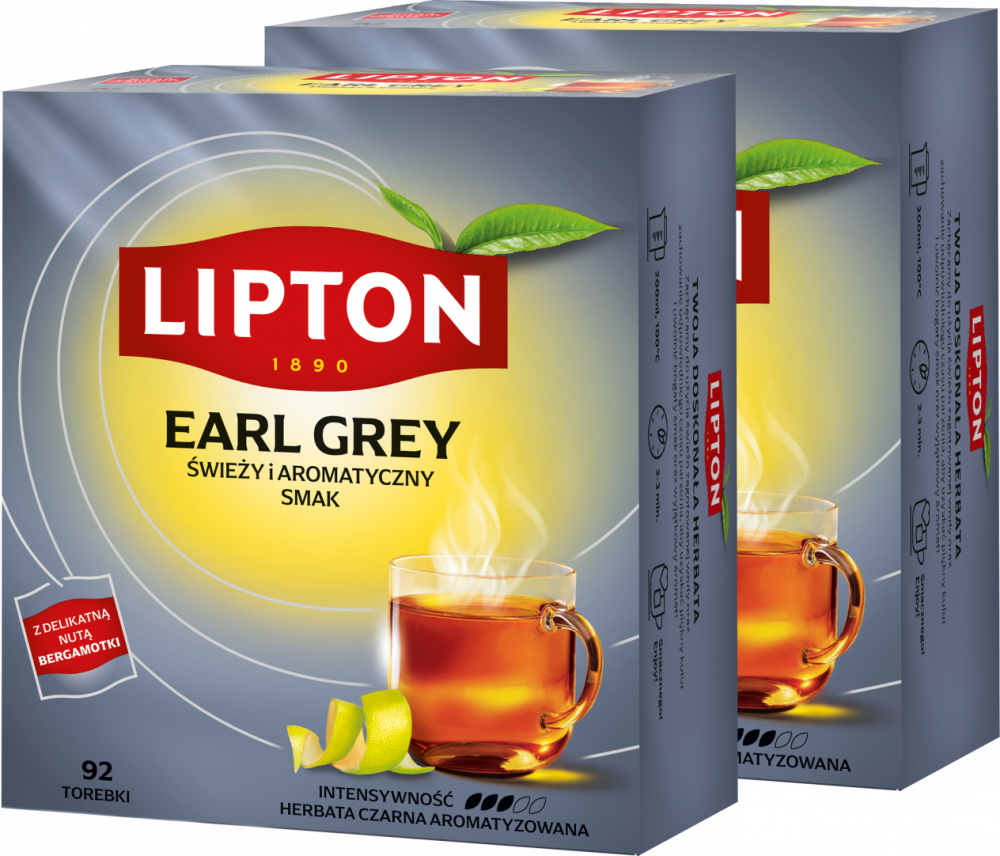 2x Herbata Earl Grey w torebkach Lipton, 92 sztuki x 1.5g