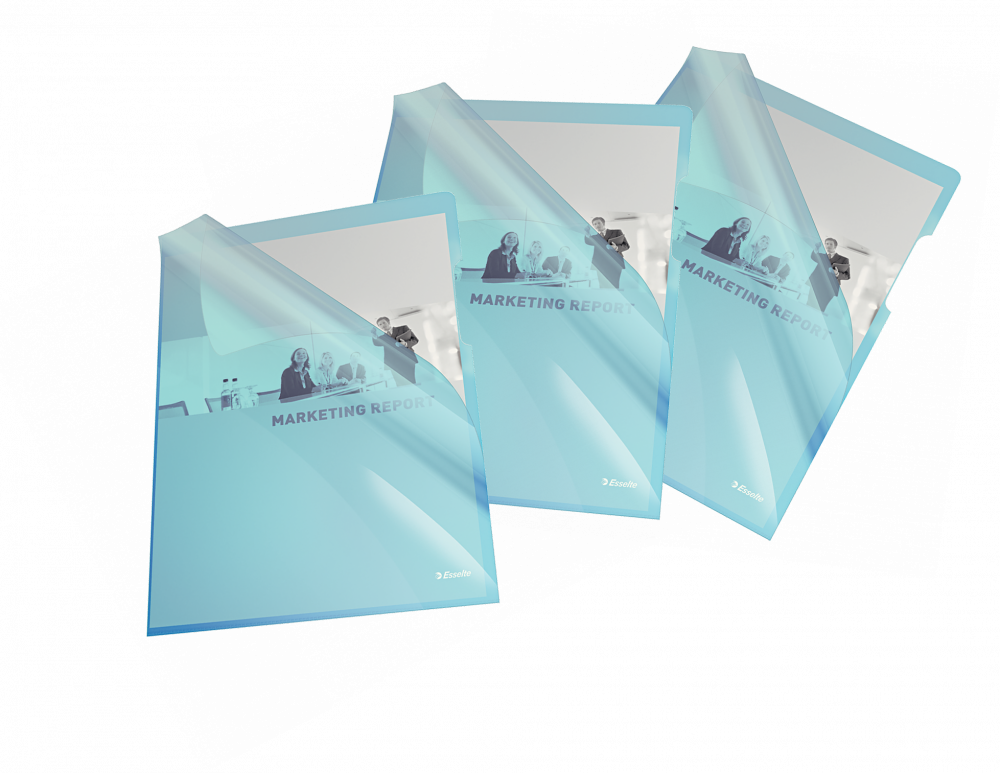 2x Ofertówki krystaliczne Esselte, "L", sztywne, A4, 150μm, 25 sztuk, niebieski