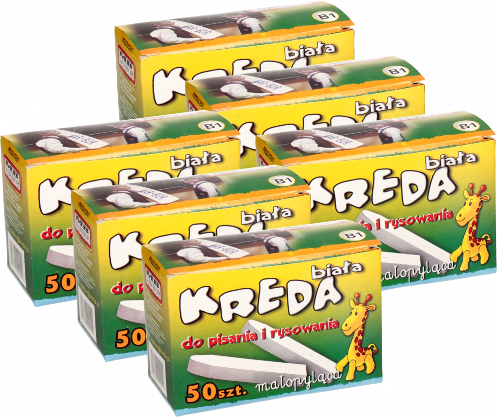 6x Kreda Mar-Bor, małopyląca, 50 sztuk, biały