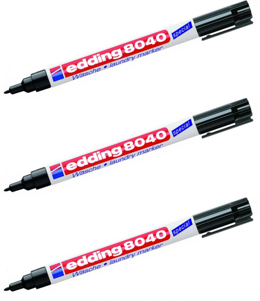 3x Marker do tkanin edding 8040, okrągła, 1mm, czarny