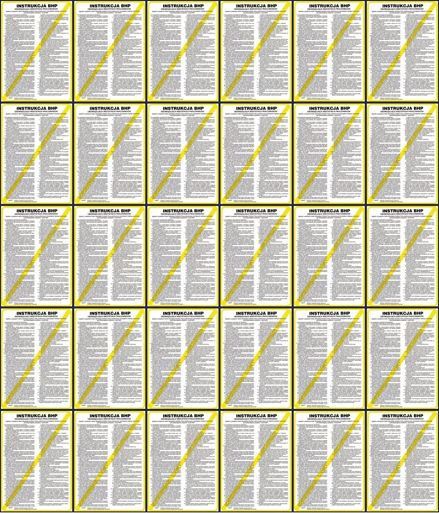 50x Tabliczka informacyjna Anro, Z-IB1, "Instrukcja BHP obowiązująca wszystkich pracowników"