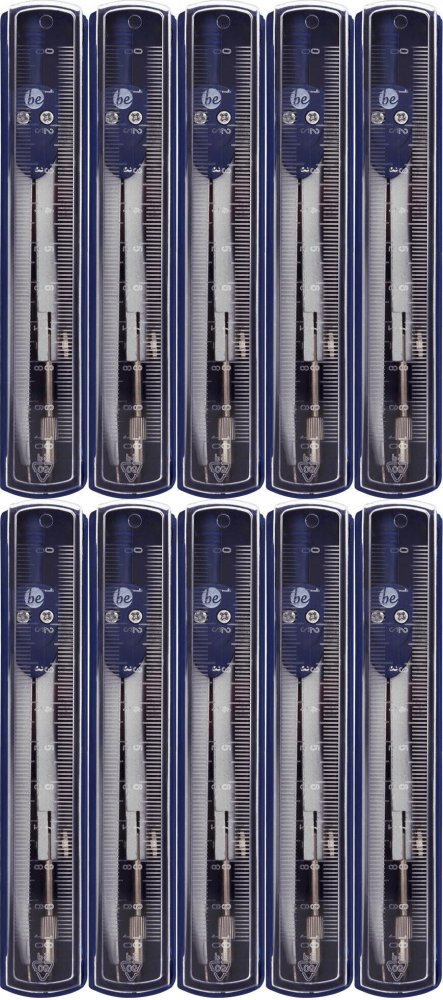 10x Cyrkiel szkolny MemoBe, z linijką, srebrny