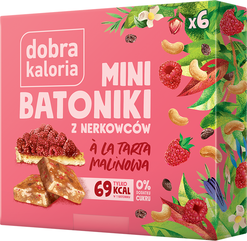 Mini batoniki z nerkowców a'la tarta malinowa, Dobra Kaloria, 6 sztuk, 102g