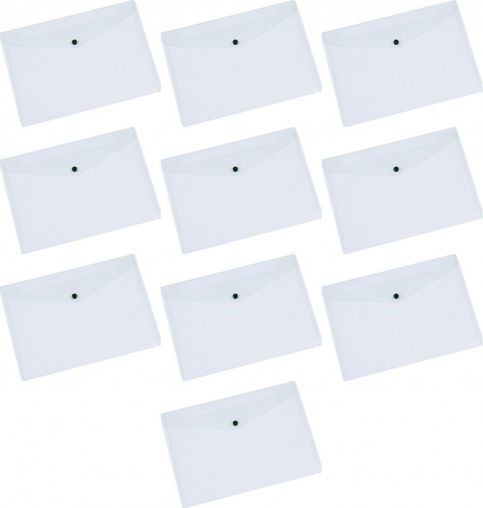 10x Teczka kopertowa Q-Connect, A3, na zatrzask,1 sztuka, przezroczysty