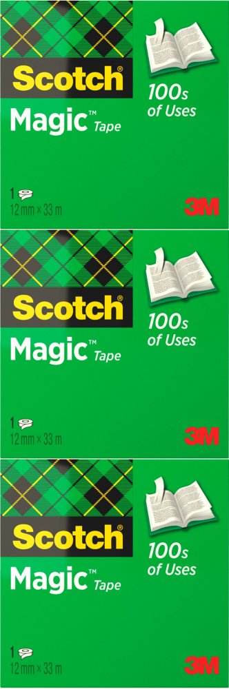 3x Taśma klejąca Scotch Magic, 12mmx33m, 1 sztuka, przezroczysty