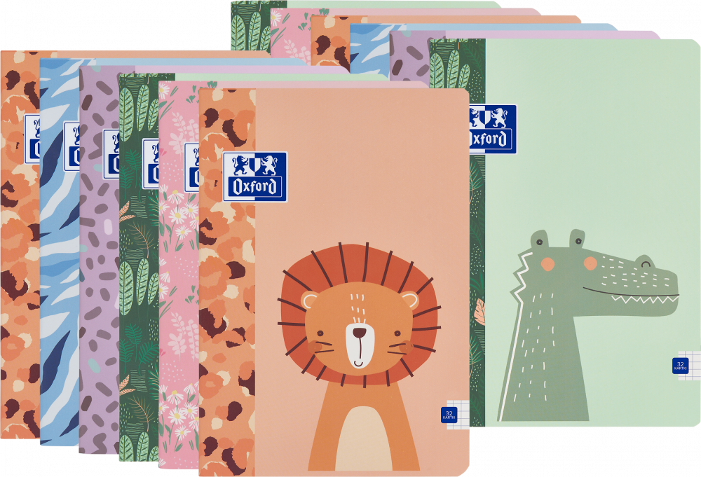 10x Zeszyt w kratkę Oxford Kids, A5, miękka oprawa, 32 kartki, mix wzorów