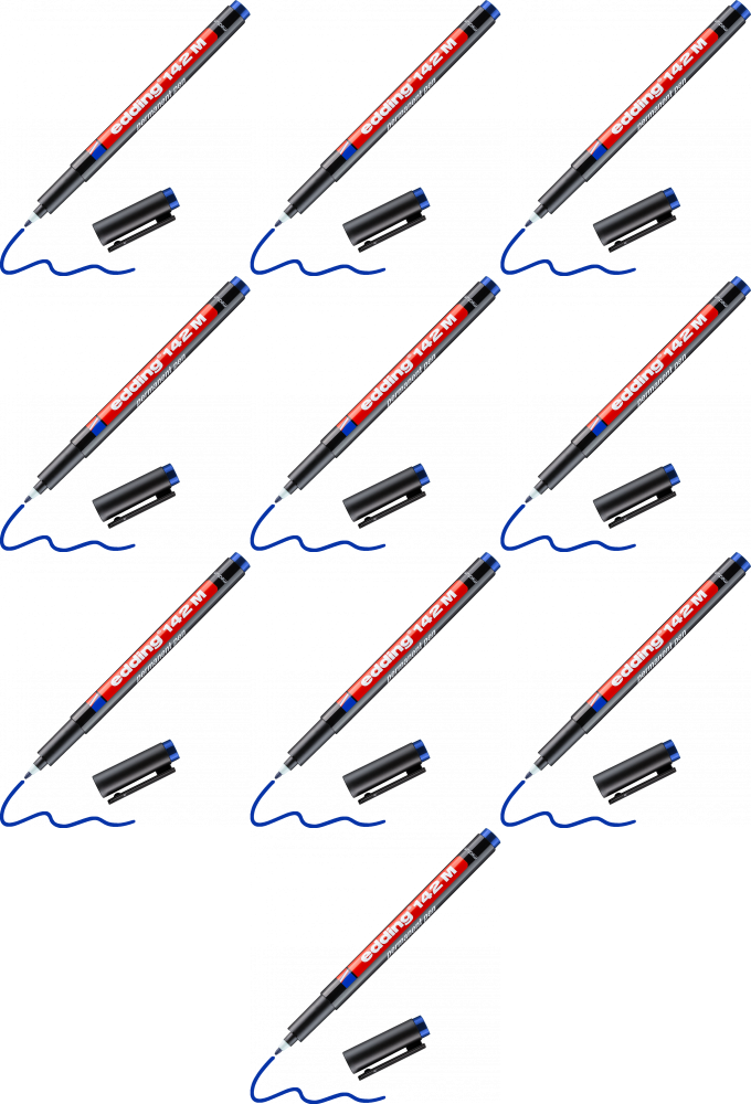 10x Foliopis permanentny edding 142M, okrągła, 1.0mm, niebieski