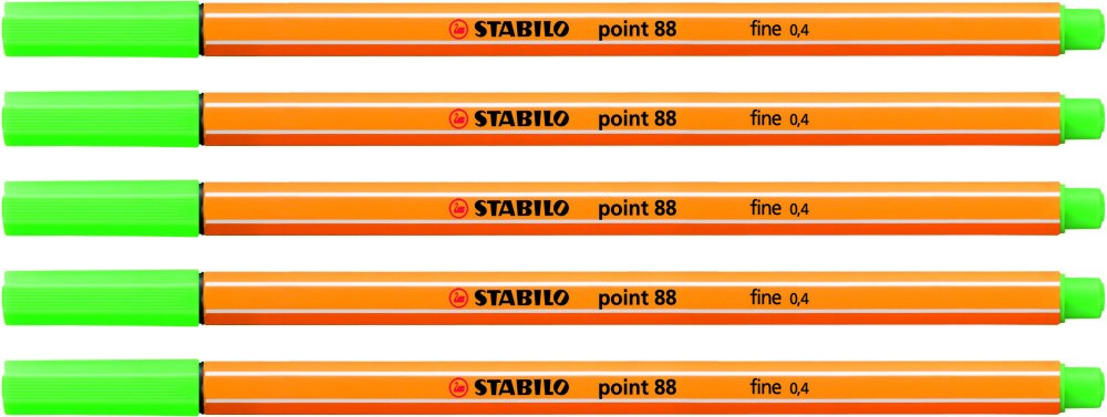 5x Cienkopis Stabilo Point 88/43, 0.4mm, jasnozielony