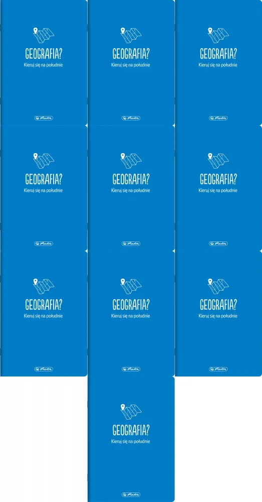 10x Zeszyt przedmiotowy w kratkę Herlitz Geografia, A5, miękka oprawa, 60 kartek, niebieski
