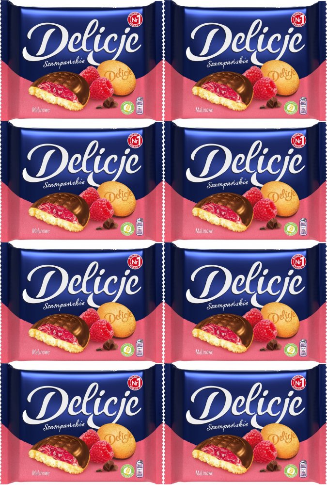 8x Ciastka Delicje szampańskie Mondelez, malinowy, 294g