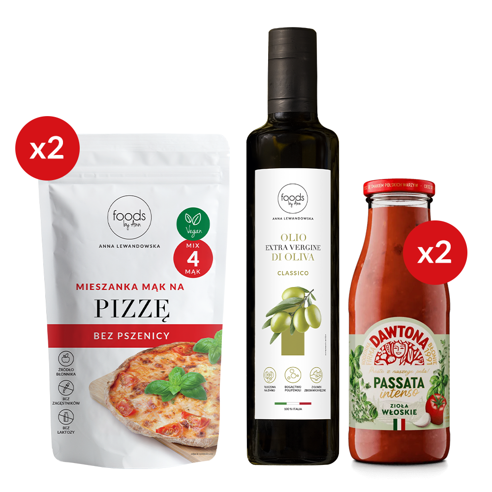 Mieszanka na pizzę x2 + Oliwa z oliwek Classico + Passata Dawtona x2