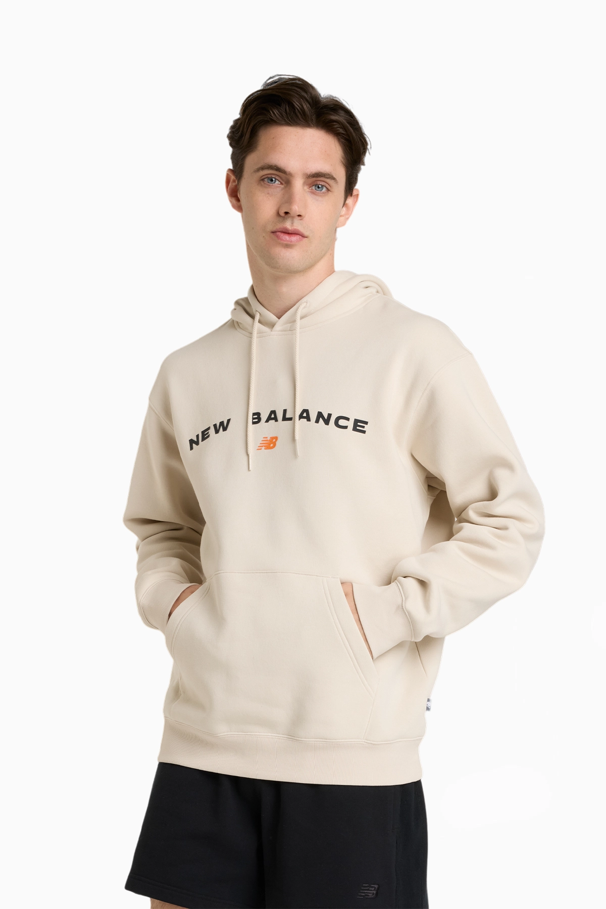 Bluza z kapturem New Balance Reimagine Fleece Graphic - Beżowy