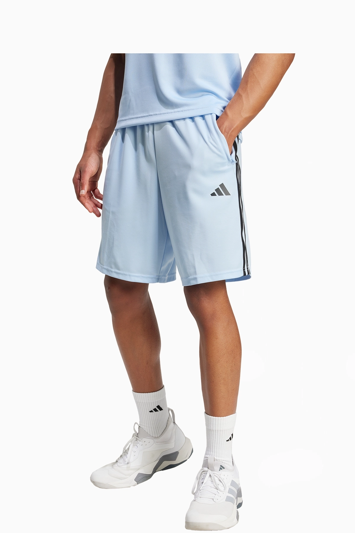 Spodenki adidas Essentials Piqué 3-Stripes Training - Błękitny