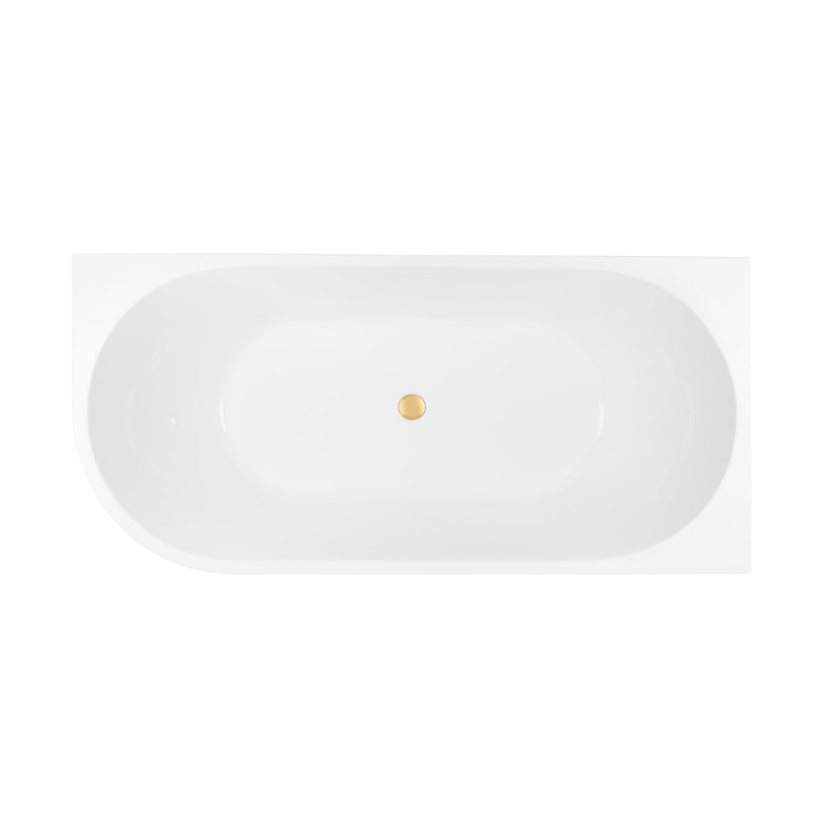 Zestaw Oltens Delva wanna narożna 170x80 cm prostokątna z pokrywą korka biały połysk/złoto szczotkowane (11001000, 09002810) - Wysyłka w 24h