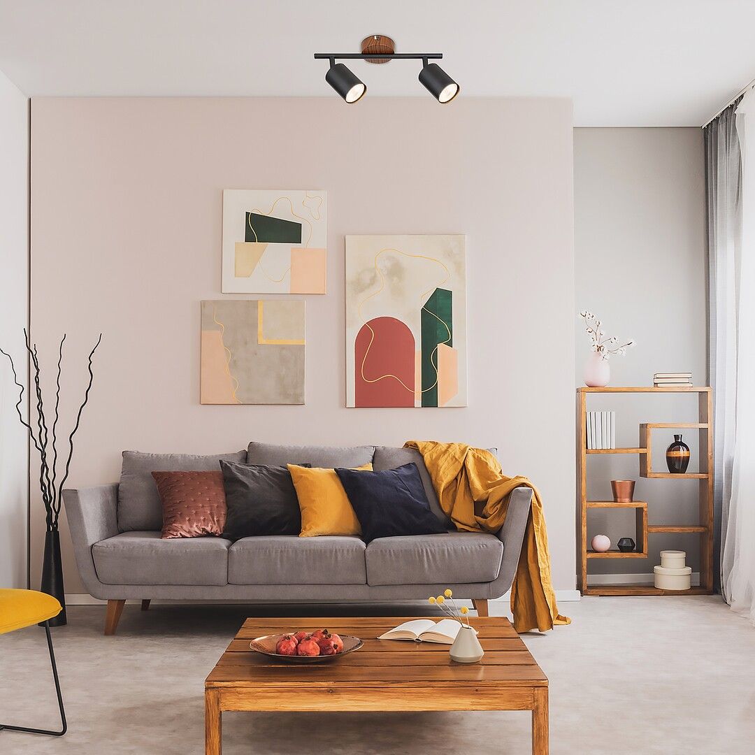 Rabalux Edmund lampa podsufitowa 2x25W czarny/dąb 5296 - Wysyłka w 24h