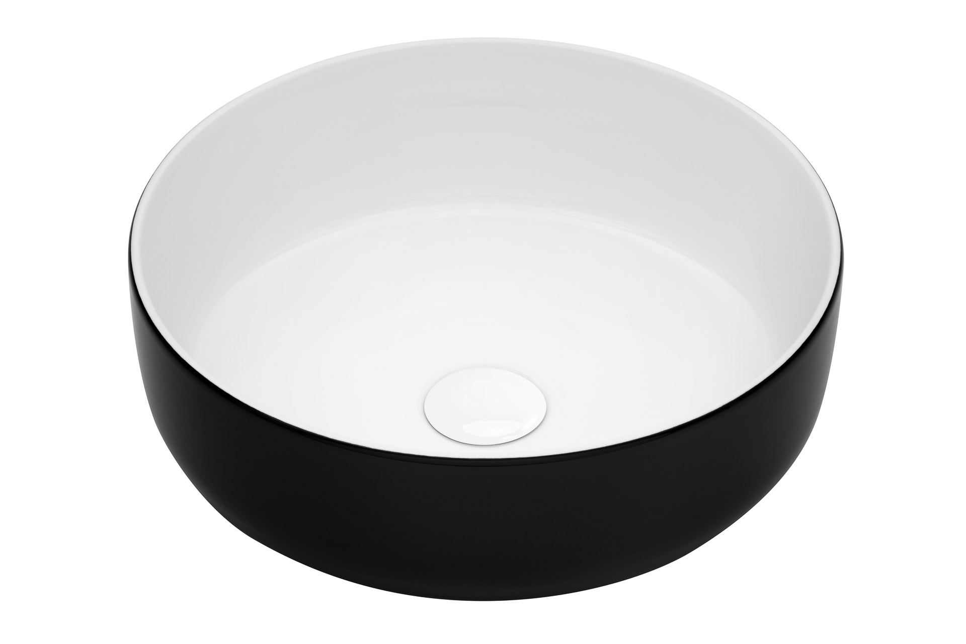Uptrend Sofia umywalka 38,5x38,5 cm nablatowa okrągła czarny połysk/biały połysk UP4003-2-B18+B20