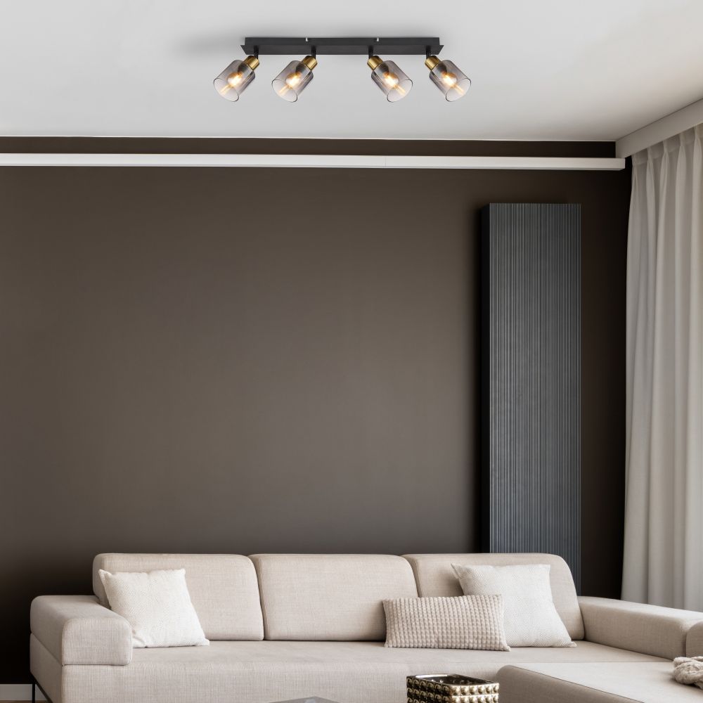 Globo Lighting Hollys lampa podsufitowa 4x40W czarny mat/złoty/przydymiony 54310-4