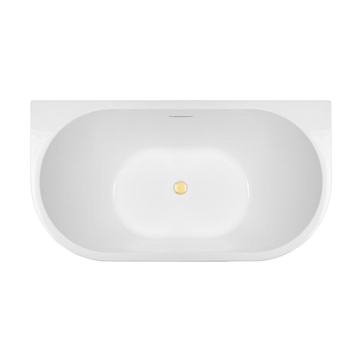 Zestaw Oltens Delva wanna przyścienna 150x70 cm owalna z pokrywą korka biały połysk/złoty połysk (12018000, 09002800) - Wysyłka w 24h