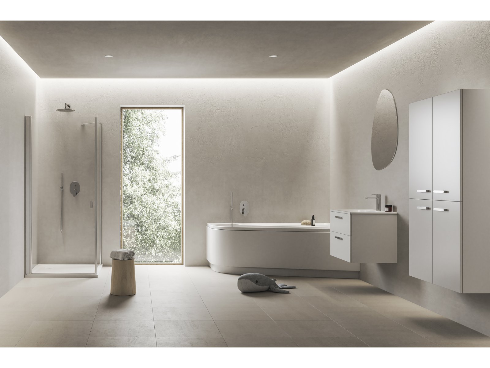 Ravak Chrome szafka 39x29x150 cm boczna wisząca SB 390 wysoki słupek prawy biały/biały, uchwyt chrom X000000543 - Wysyłka w 24h