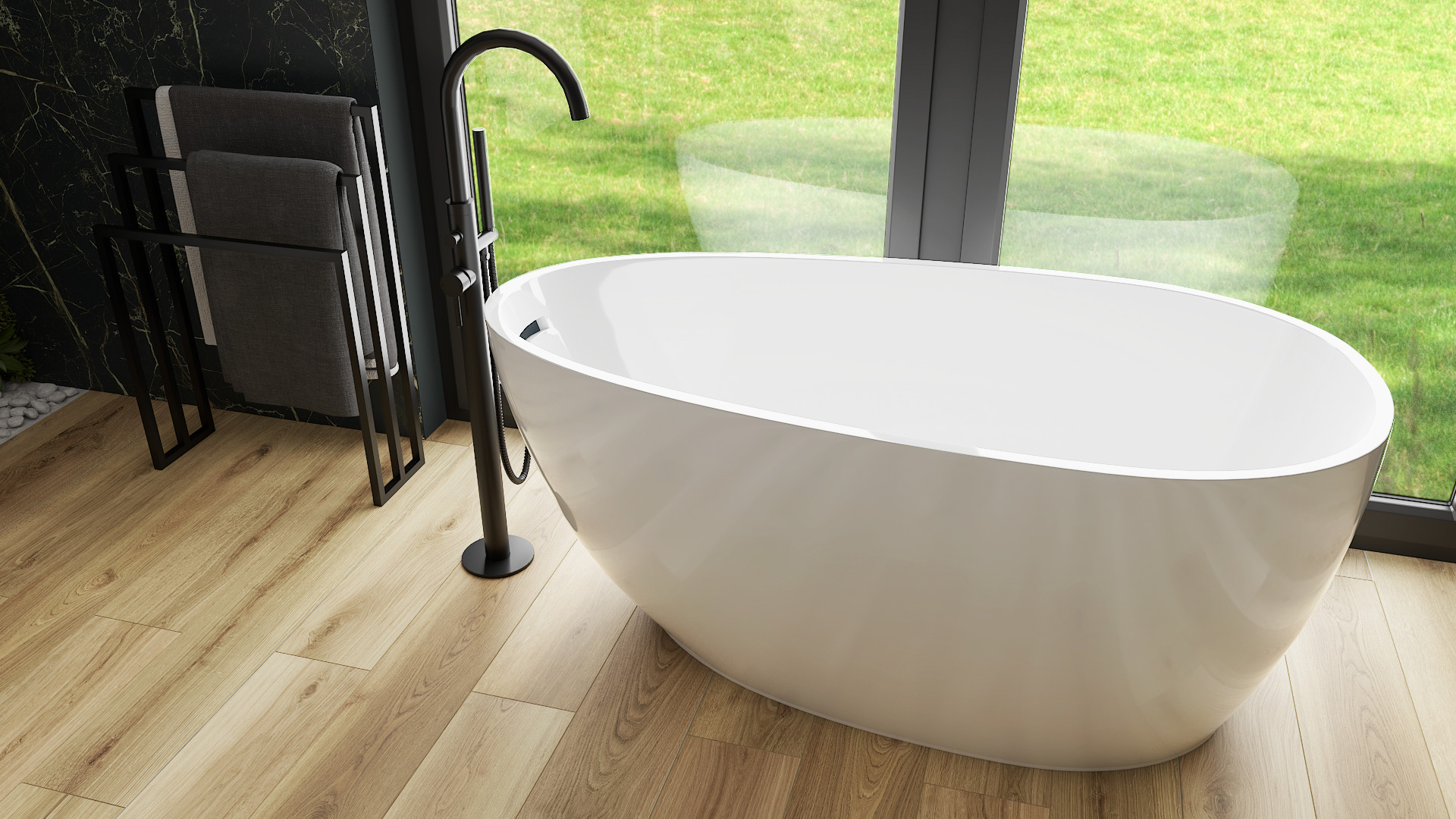 LaVita Lacrima wanna wolnostojąca 167x84 cm owalna biały połysk