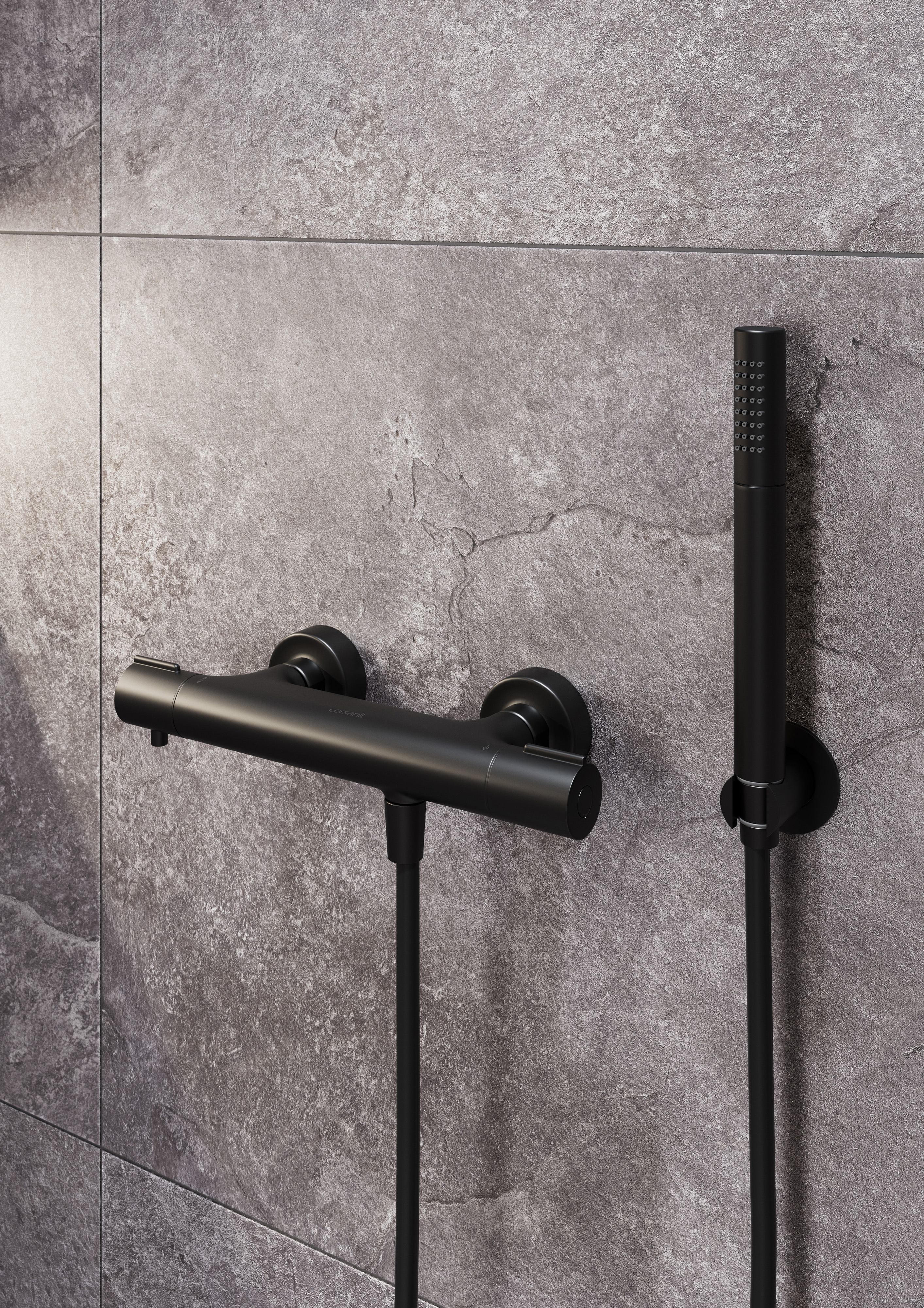 Cersanit Virgo bateria prysznicowa ścienna termostatyczna czarna S951-580 - Wysyłka w 24h