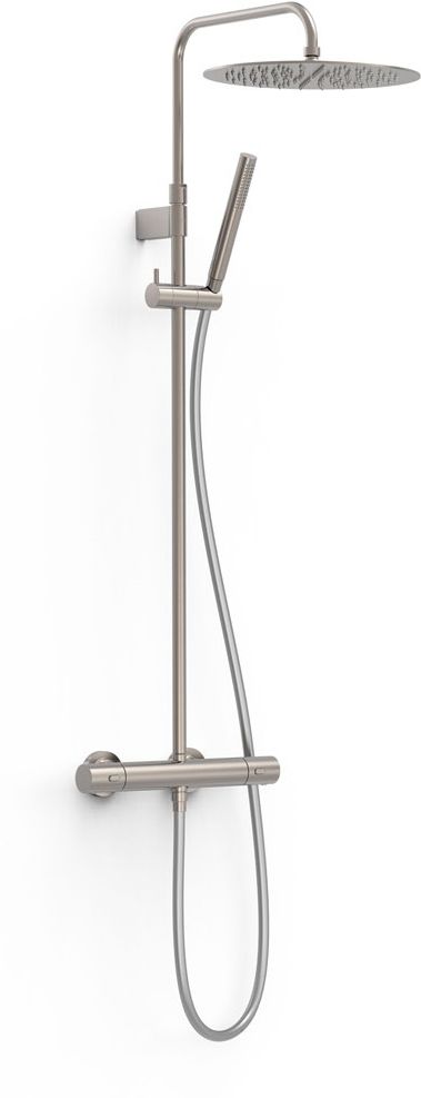Tres Over-Wall zestaw prysznicowy ścienny termostatyczny z deszczownicą okrągłą stalowy 19039302AC