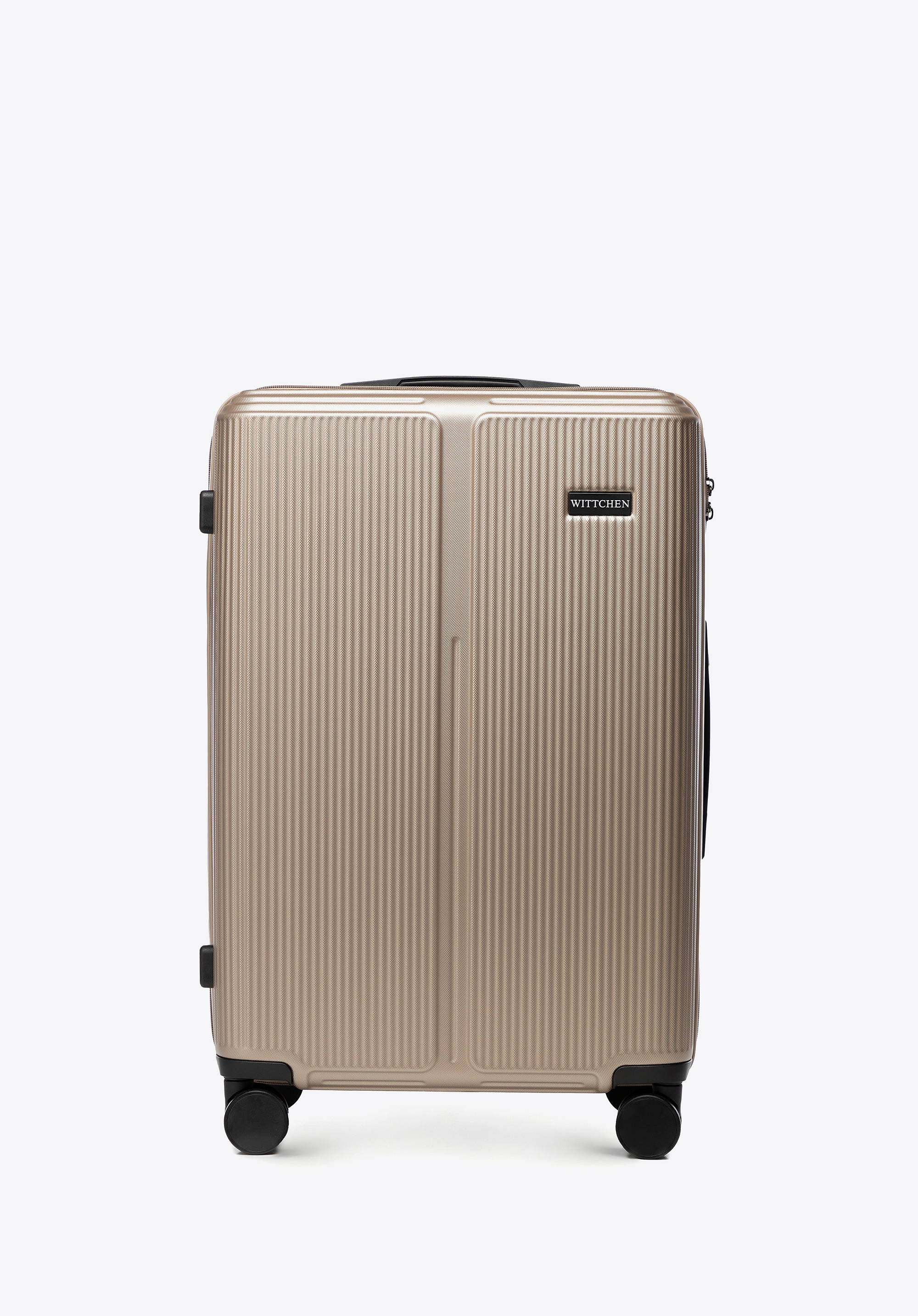 Średnia walizka z ABS-u w drobne paski złota