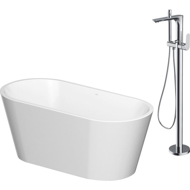 CERSANIT Zestaw wanna wolnostojąca CREA OWAL 160x75 z baterią wolnost