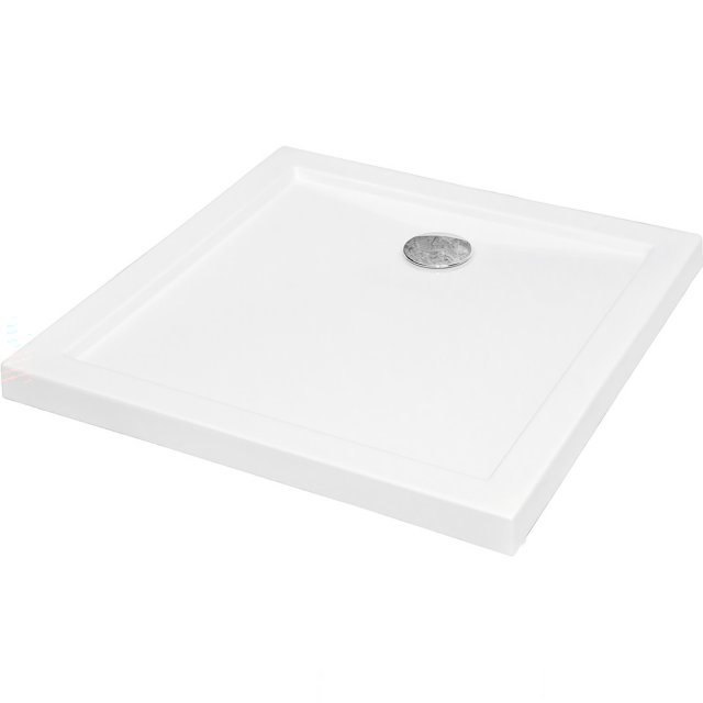 BESCO Brodzik kwadratowy AQUARIUS SLIMLINE 90x5,5 biały BAA-90-K