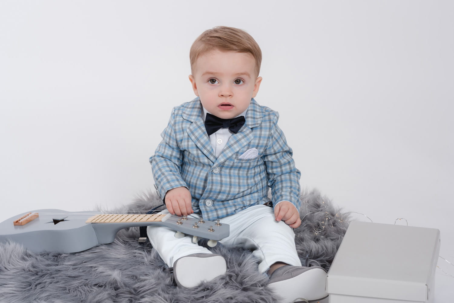 LaFerio Toledo Garnitur w kratę do chrztu dla chłopca