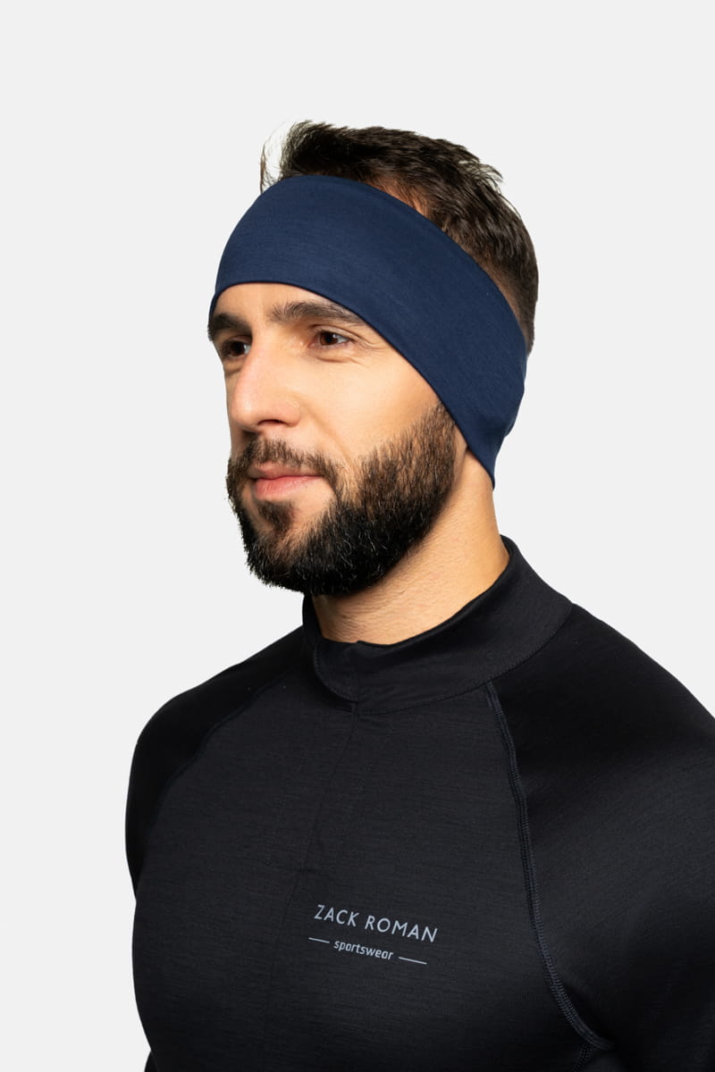 Opaska sportowa z wełny merino, granatowa