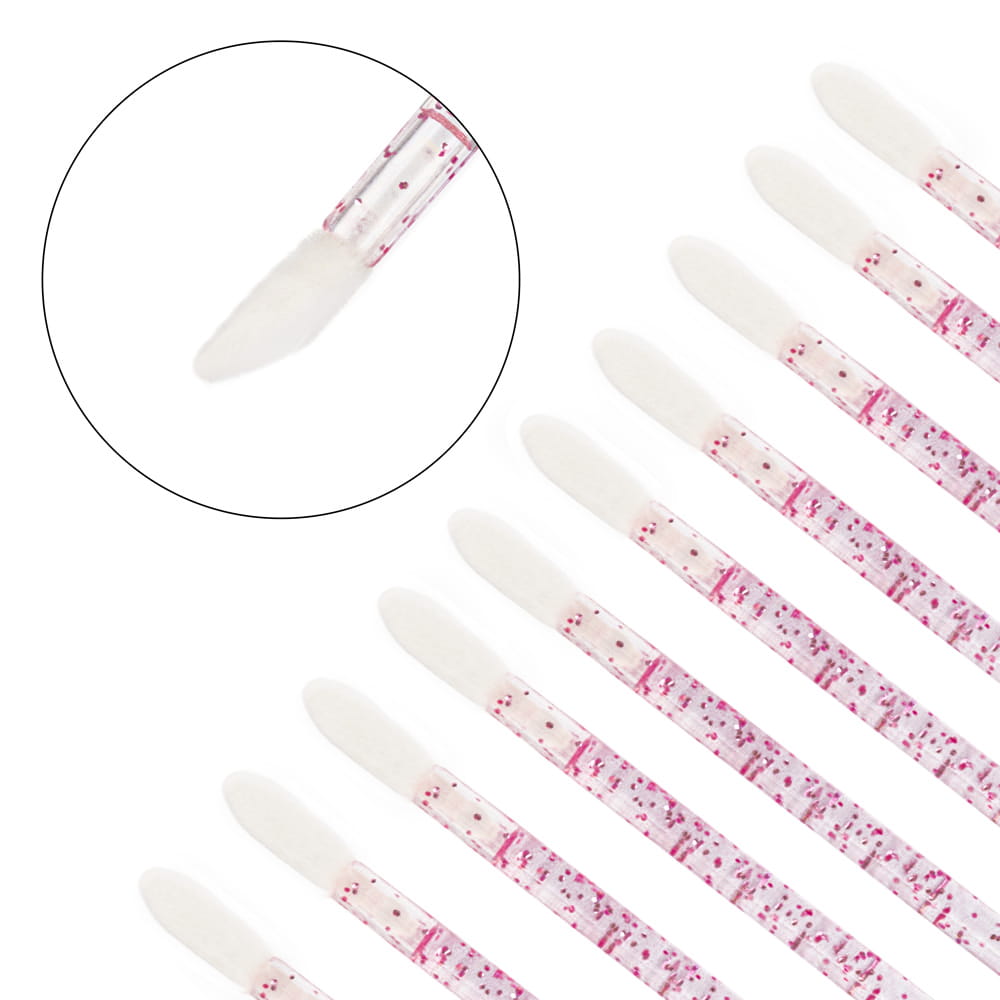 Aplikatory silikonowe do oczu ust brwi rzęs różowe 50szt