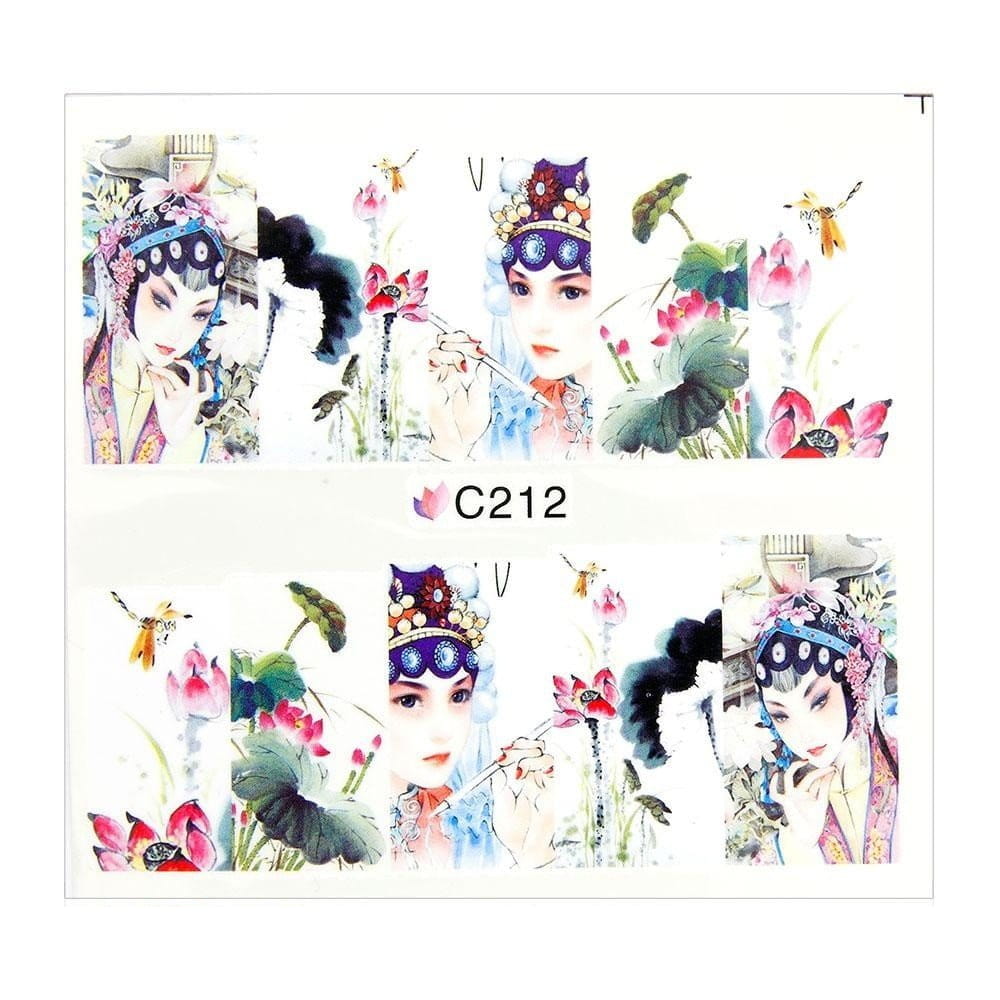 Naklejki wodne do paznokci arkusz 7 x 6,5 cm na 10 palców c Nr 212