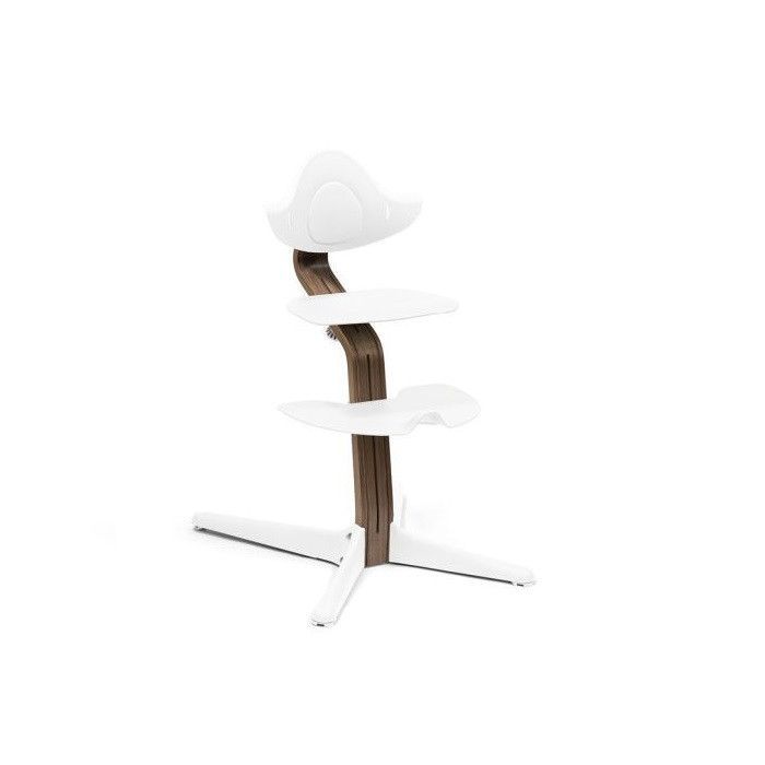 Stokke Nomi + Newborn Set - krzesełko + zestaw dla noworodka-Walnut White-Newborn Set Black-Grey Blue