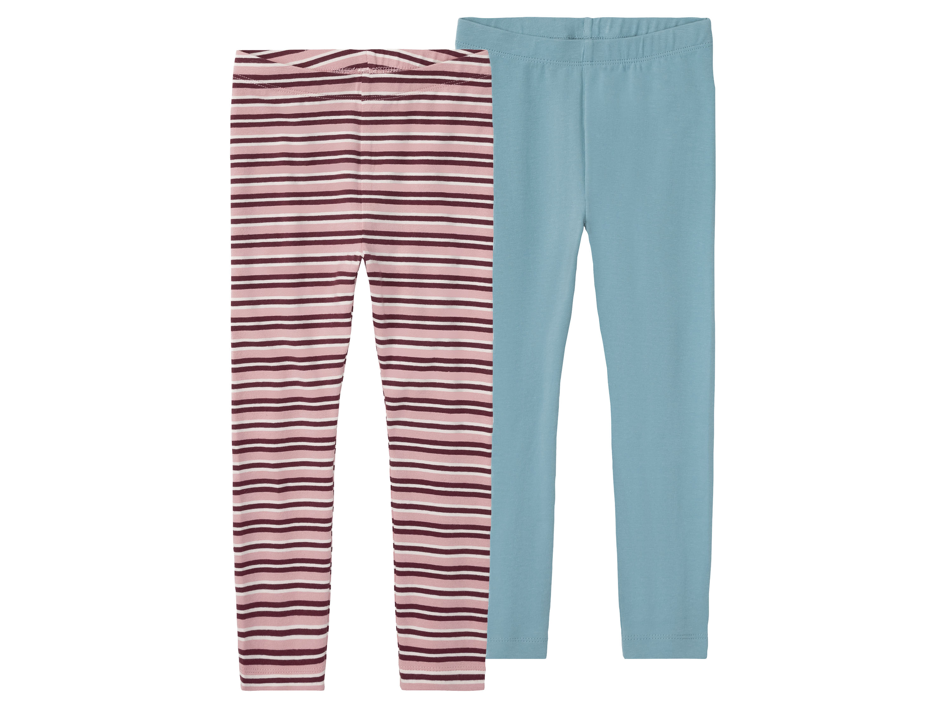 lupilu Legginsy dziecięce z bawełną, 2 pary Paski/turkusowy, 110/116