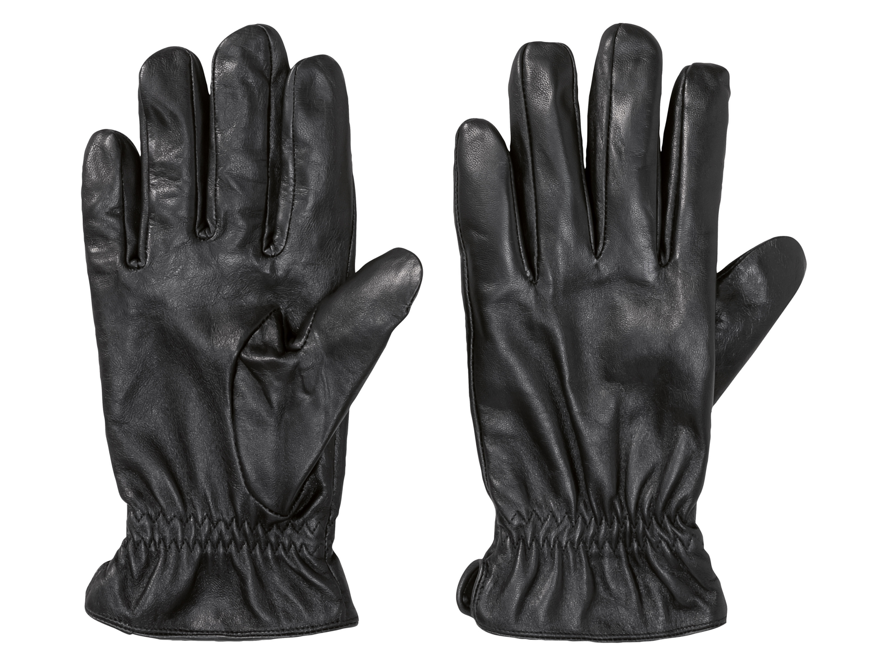 Livergy Rękawiczki skórzane męskie z podszewką, czarny Skóra Nappa, 9