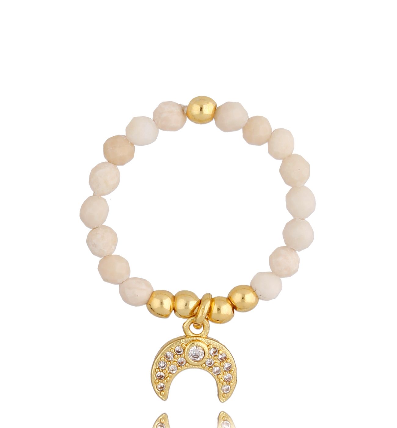 Pierścionek z kamieniem rzecznym i księżycem River PSC0278 - By Dziubeka